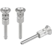 KIPP Ball Lock Pin With Mushroom Grip Adjust, D1=8, L=40-50, Stainless Steel 1.4542, High Shear Strength,  K1299.12508050